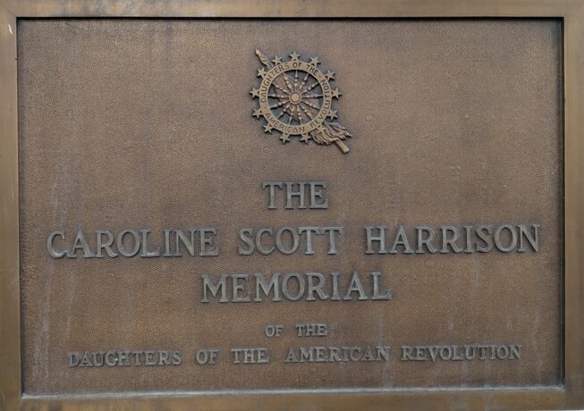 Daughters of the American Revolution plague for Caroline Scott Harrison Memorial