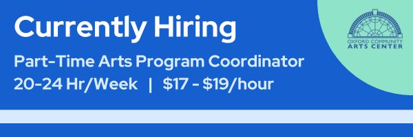 Graphic for Arts Program Coordinator position with hours and pay rate
