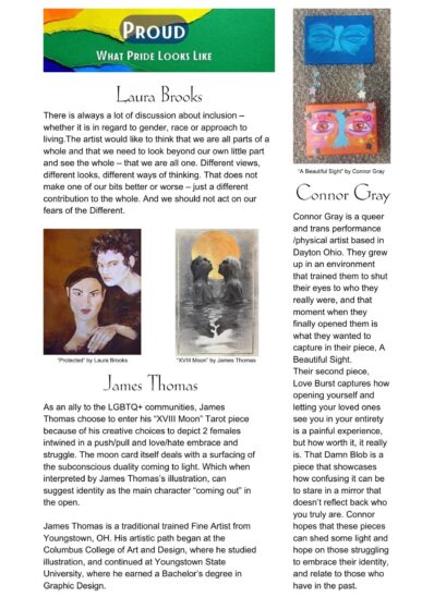 PROUD Group Show, artists biographies and statements with example artwork.